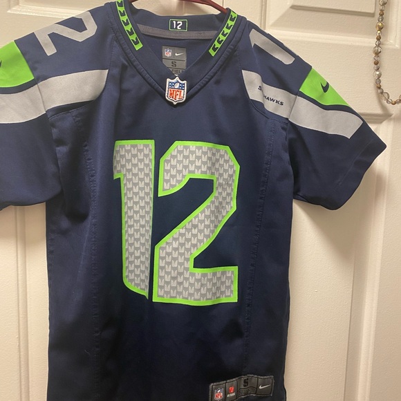 Nike Onfield NFL Seattle Seahawks #12 Fan Women’s Blue Gray Jersey Size Small - Picture 7 of 16